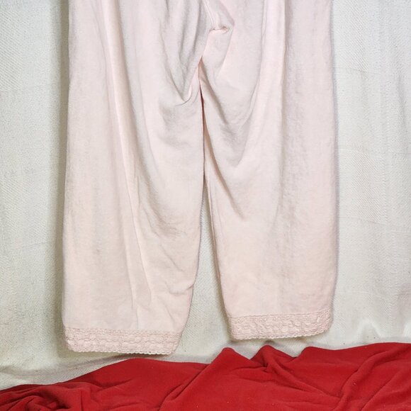 Spa Chico's Pink Terry Cloth Cotton Poly Tie Lace Hem Lounge Pants Chico 2 US 12 - Picture 11 of 16